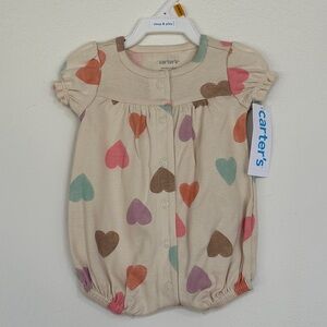 Carter's Cream Romper with Multicolor Hearts
